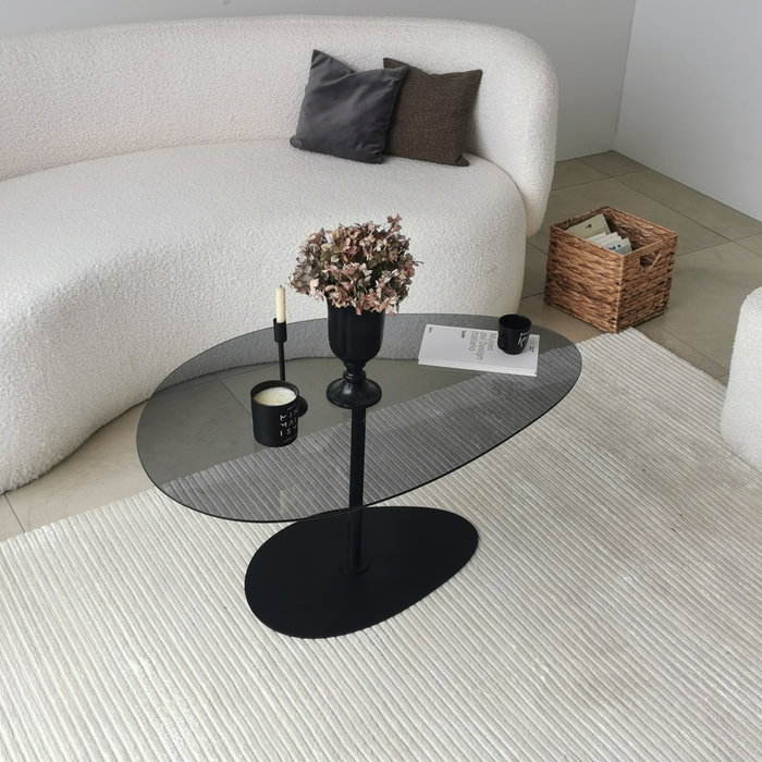 Hanah Home Porto Mesa de centro Gris oscuro y negro